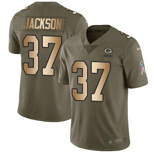 Nike Packers #37 Josh Jackson Olive Gold Men's Stitched NFL Limited 2017 Salute To Service Jersey