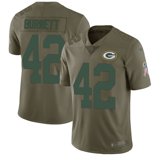 Nike Packers #42 Morgan Burnett Olive Men's Stitched NFL Limited 2017 Salute To Service Jersey