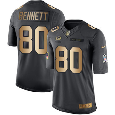 Nike Packers #80 Martellus Bennett Black Men's Stitched NFL Limited Gold Salute To Service Jersey