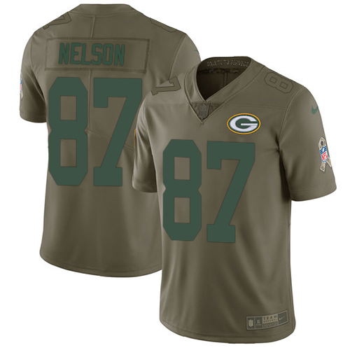 Nike Packers #87 Jordy Nelson Olive Men's Stitched NFL Limited 2017 Salute To Service Jersey