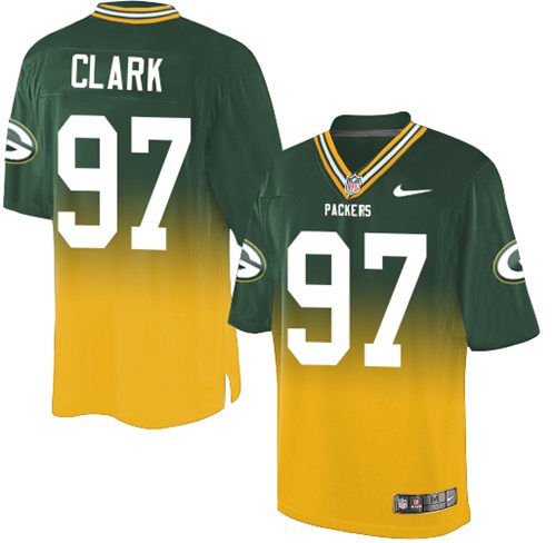 Nike Packers #97 Kenny Clark Green Gold Men's Stitched NFL Elite Fadeaway Fashion Jersey