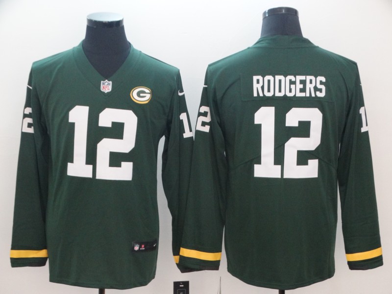 Nike Packers 12 Aaron Rodgers Green Therma Long Sleeve Jersey Nike Packers 12 Aaron Rodgers Green Therma Long Sleeve Jersey