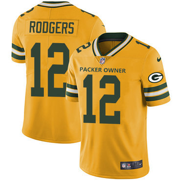 Nike Packers Yellow Men's Stitched NFL Limited Rush Jersey