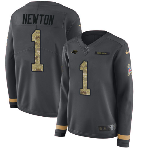 Nike Panthers #1 Cam Newton Anthracite Salute to Service