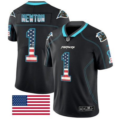 Nike Panthers #1 Cam Newton Black Men's Stitched NFL Limited Rush USA Flag Jersey Nike Panthers #1 Cam Newton Black Men's Stitched NFL Limited Rush USA Flag Jersey