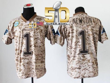 Nike Panthers #1 Cam Newton Camo Super Bowl 50 Men's Stitched NFL New Elite USMC Jersey