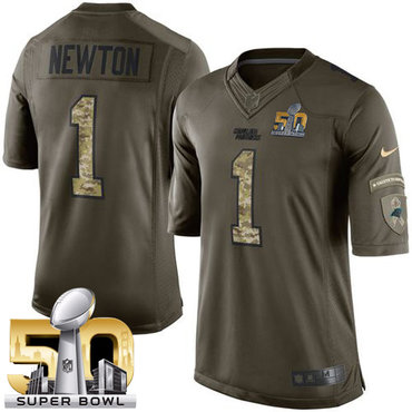 Nike Panthers #1 Cam Newton Green Super Bowl 50 Men's Stitched NFL Limited Salute to Service Jersey Nike Panthers #1 Cam Newton Green Super Bowl 50 Men's Stitched NFL Limited Salute to Service Jersey