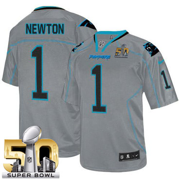 Nike Panthers #1 Cam Newton Lights Out Grey Super Bowl 50 Men's Stitched NFL Elite Jersey Nike Panthers #1 Cam Newton Lights Out Grey Super Bowl 50 Men's Stitched NFL Elite Jersey