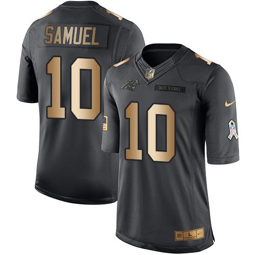 Nike Panthers #10 Curtis Samuel Black Men's Stitched NFL Limited Gold Salute To Service Jersey