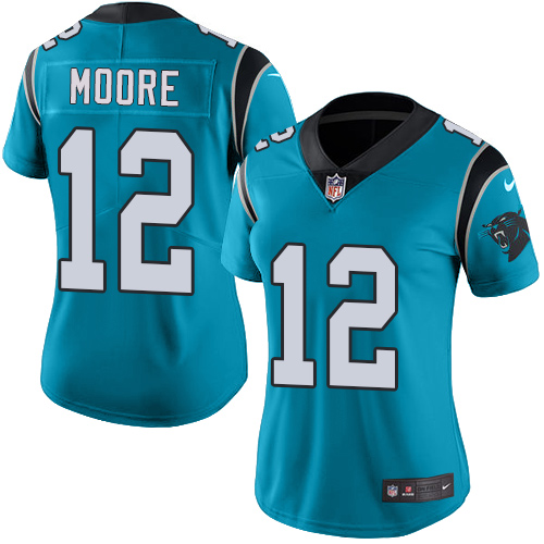 Nike Panthers #12 DJ Moore Blue Alternate Women's Stitched NFL Vapor Untouchable Limited Jersey Nike Panthers #12 DJ Moore Blue Alternate Women's Stitched NFL Vapor Untouchable Limited Jersey