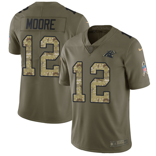 Nike Panthers #12 DJ Moore Olive Camo Men's Stitched NFL Limited 2017 Salute To Service Jersey