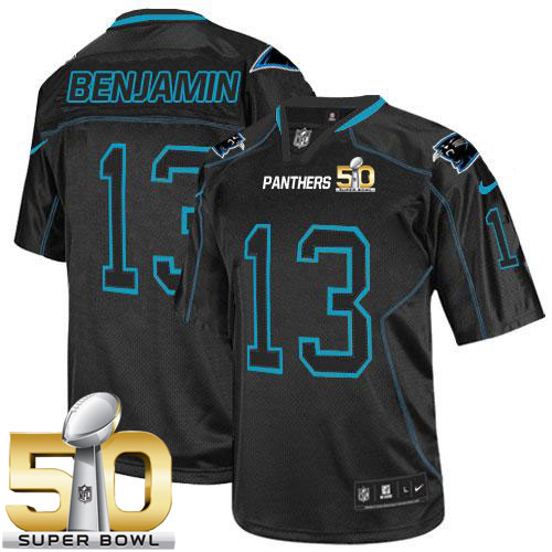 Nike Panthers #13 Kelvin Benjamin Lights Out Black Super Bowl 50 Men's Stitched NFL Elite Jersey
