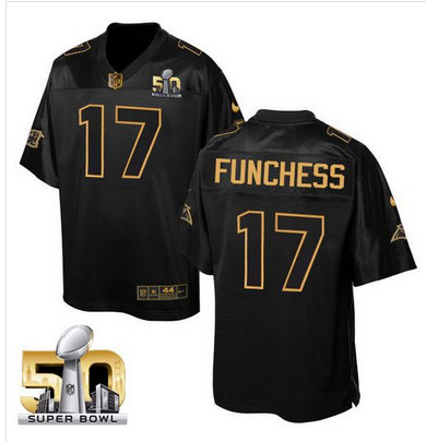 Nike Panthers #17 Devin Funchess Black Super Bowl 50 Men's Stitched NFL Elite Pro Line Gold Collection Jersey