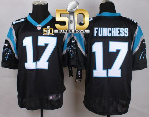 Nike Panthers #17 Devin Funchess Black Team Color Super Bowl 50 Men's Stitched NFL Elite Jersey