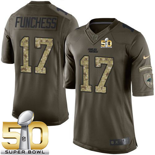 Nike Panthers #17 Devin Funchess Green Super Bowl 50 Men's Stitched NFL Limited Salute to Service Jersey