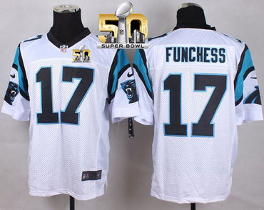 Nike Panthers #17 Devin Funchess White Super Bowl 50 Men's Stitched NFL Elite Jersey