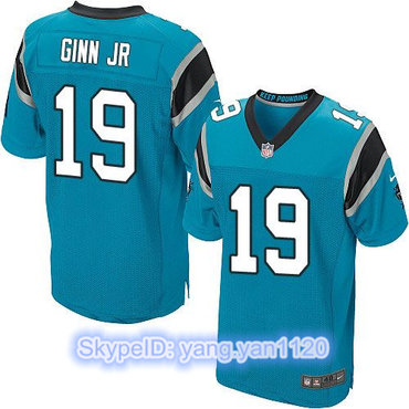 Nike Panthers #19 Ted Ginn Jr Blue Alternate Men's Stitched NFL Elite Jersey