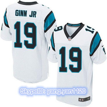 Nike Panthers #19 Ted Ginn Jr White Men's Stitched NFL Elite Jersey