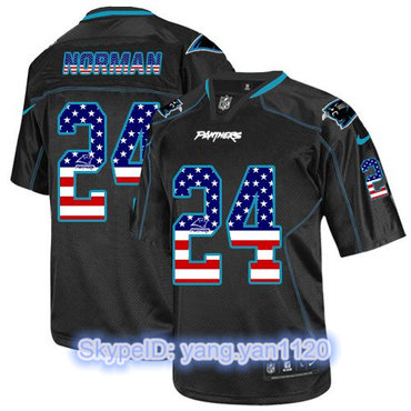 Nike Panthers #24 Josh Norman Black Men's Stitched NFL Elite USA Flag Fashion Jersey