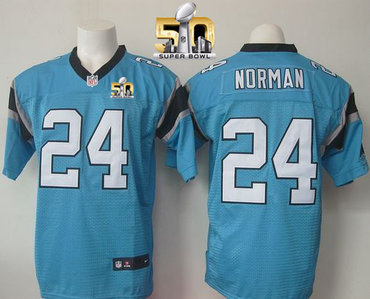 Nike Panthers #24 Josh Norman Blue Alternate Super Bowl 50 Men's Stitched NFL Elite Jersey