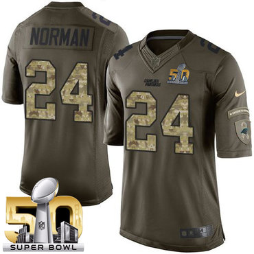 Nike Panthers #24 Josh Norman Green Super Bowl 50 Men's Stitched NFL Limited Salute to Service Jersey