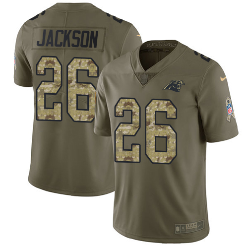 Nike Panthers #26 Donte Jackson Olive Camo Men's Stitched NFL Limited 2017 Salute To Service Jersey
