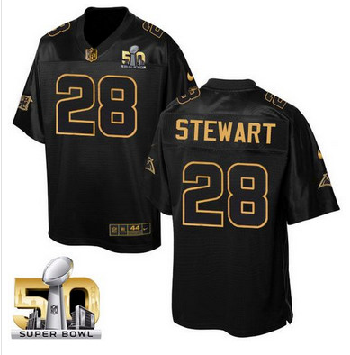 Nike Panthers #28 Jonathan Stewart Black Super Bowl 50 Men's Stitched NFL Elite Pro Line Gold Collection Jersey