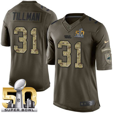 Nike Panthers #31 Charles Tillman Green Super Bowl 50 Men's Stitched NFL Limited Salute to Service Jersey