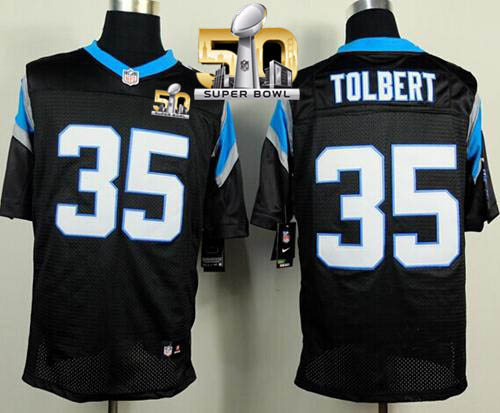 Nike Panthers #35 Mike Tolbert Black Team Color Super Bowl 50 Men's Stitched NFL Elite Jersey Nike Panthers #35 Mike Tolbert Black Team Color Super Bowl 50 Men's Stitched NFL Elite Jersey