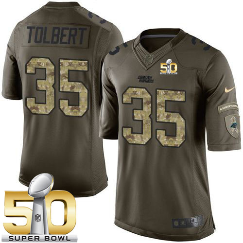 Nike Panthers #35 Mike Tolbert Green Super Bowl 50 Men's Stitched NFL Limited Salute to Service Jersey