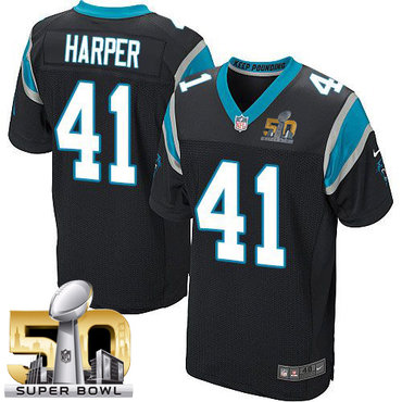Nike Panthers #41 Roman Harper Black Team Color Super Bowl 50 Men's Stitched NFL Elite Jersey