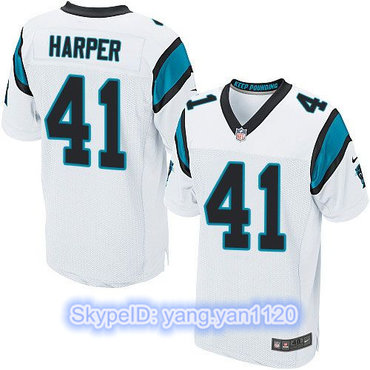 Nike Panthers #41 Roman Harper White Men's Stitched NFL Elite Jersey