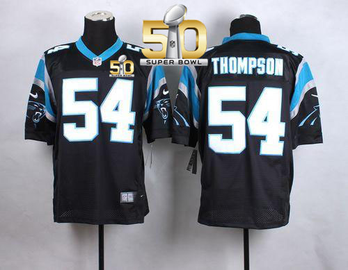 Nike Panthers #54 Shaq Thompson Black Team Color Super Bowl 50 Men's Stitched NFL Elite Jersey