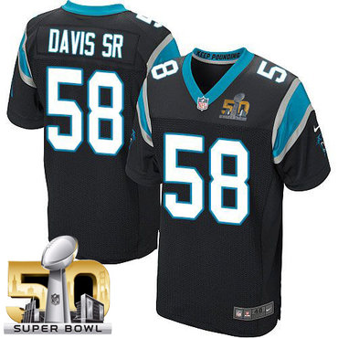 Nike Panthers #58 Thomas Davis Sr Black Team Color Super Bowl 50 Men's Stitched NFL Elite Jersey Nike Panthers #58 Thomas Davis Sr Black Team Color Super Bowl 50 Men's Stitched NFL Elite Jersey