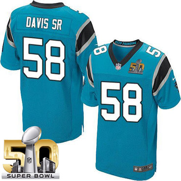 Nike Panthers #58 Thomas Davis Sr Blue Alternate Super Bowl 50 Men's Stitched NFL Elite Jersey Nike Panthers #58 Thomas Davis Sr Blue Alternate Super Bowl 50 Men's Stitched NFL Elite Jersey