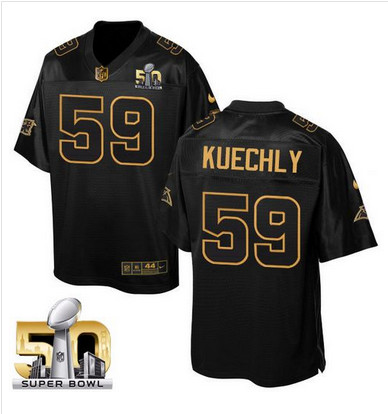 Nike Panthers #59 Luke Kuechly Black Super Bowl 50 Men's Stitched NFL Elite Pro Line Gold Collection Jersey