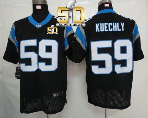 Nike Panthers #59 Luke Kuechly Black Team Color Super Bowl 50 Men's Stitched NFL Elite Jersey