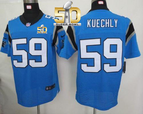Nike Panthers #59 Luke Kuechly Blue Alternate Super Bowl 50 Men's Stitched NFL Elite Jersey