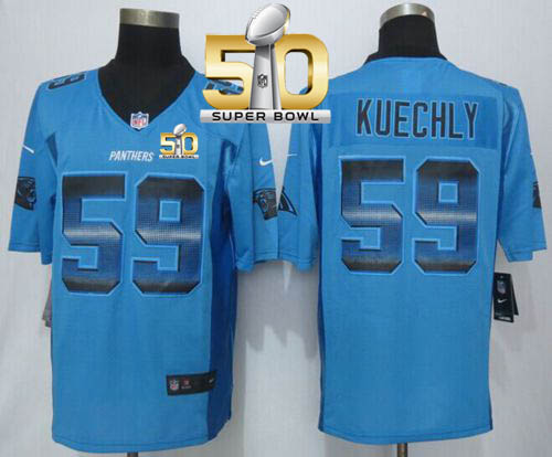 Nike Panthers #59 Luke Kuechly Blue Alternate Super Bowl 50 Men's Stitched NFL Limited Strobe Jersey