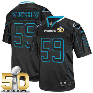 Nike Panthers #59 Luke Kuechly Lights Out Black Super Bowl 50 Men's Stitched NFL Elite Jersey