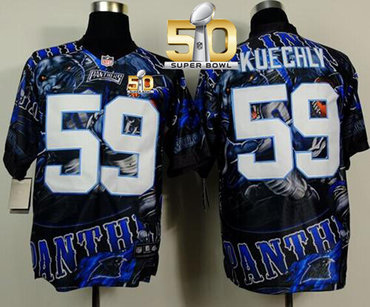 Nike Panthers #59 Luke Kuechly Team Color Super Bowl 50 Men's Stitched NFL Elite Fanatical Version Jersey