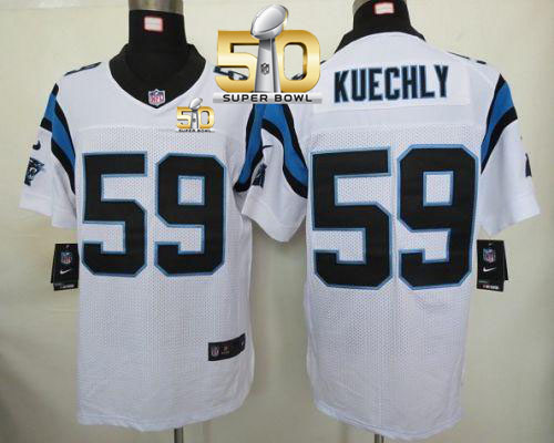 Nike Panthers #59 Luke Kuechly White Super Bowl 50 Men's Stitched NFL Elite Jersey