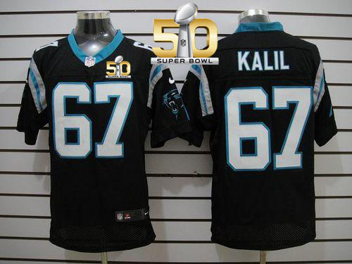 Nike Panthers #67 Ryan Kalil Black Team Color Super Bowl 50 Men's Stitched NFL Elite Jersey