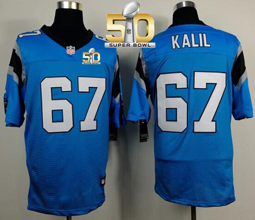 Nike Panthers #67 Ryan Kalil Blue Alternate Super Bowl 50 Men's Stitched NFL Elite Jersey