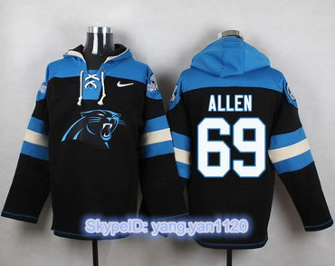 Nike Panthers #69 Jared Allen Black Player Pullover NFL Hoodie