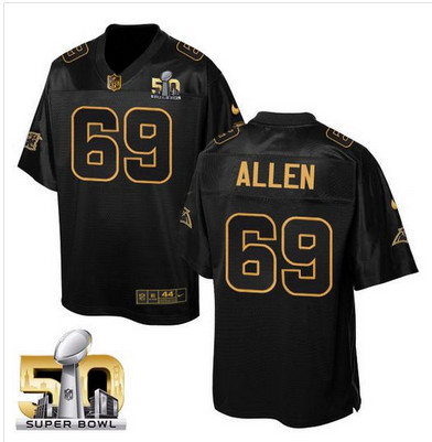 Nike Panthers #69 Jared Allen Black Super Bowl 50 Men's Stitched NFL Elite Pro Line Gold Collection Jersey