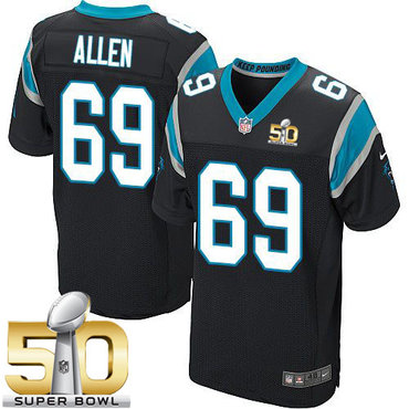 Nike Panthers #69 Jared Allen Black Team Color Super Bowl 50 Men's Stitched NFL Elite Jersey