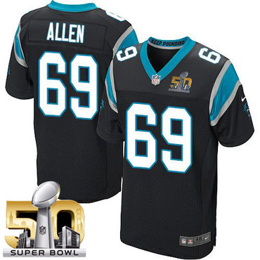Nike Panthers #69 Jared Allen Black Team Color Super Bowl 50 Men's Stitched NFL Elite Jersey