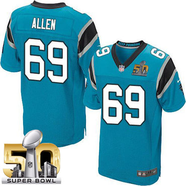 Nike Panthers #69 Jared Allen Blue Alternate Super Bowl 50 Men's Stitched NFL Elite Jersey