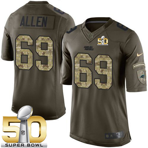 Nike Panthers #69 Jared Allen Green Super Bowl 50 Men's Stitched NFL Limited Salute to Service Jersey